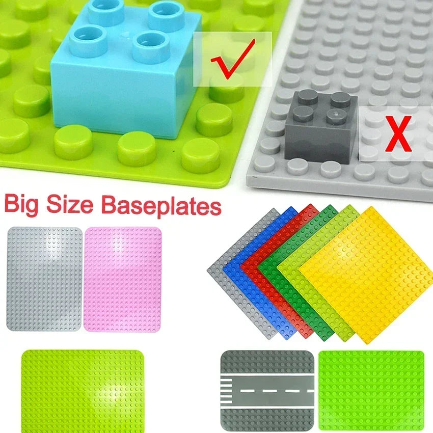 Placa base Duploes de gran tamaño, placas de montaje de ladrillos de 16x16 puntos, partículas grandes, figuras clásicas de animales, bloques de construcción, juguetes para niños