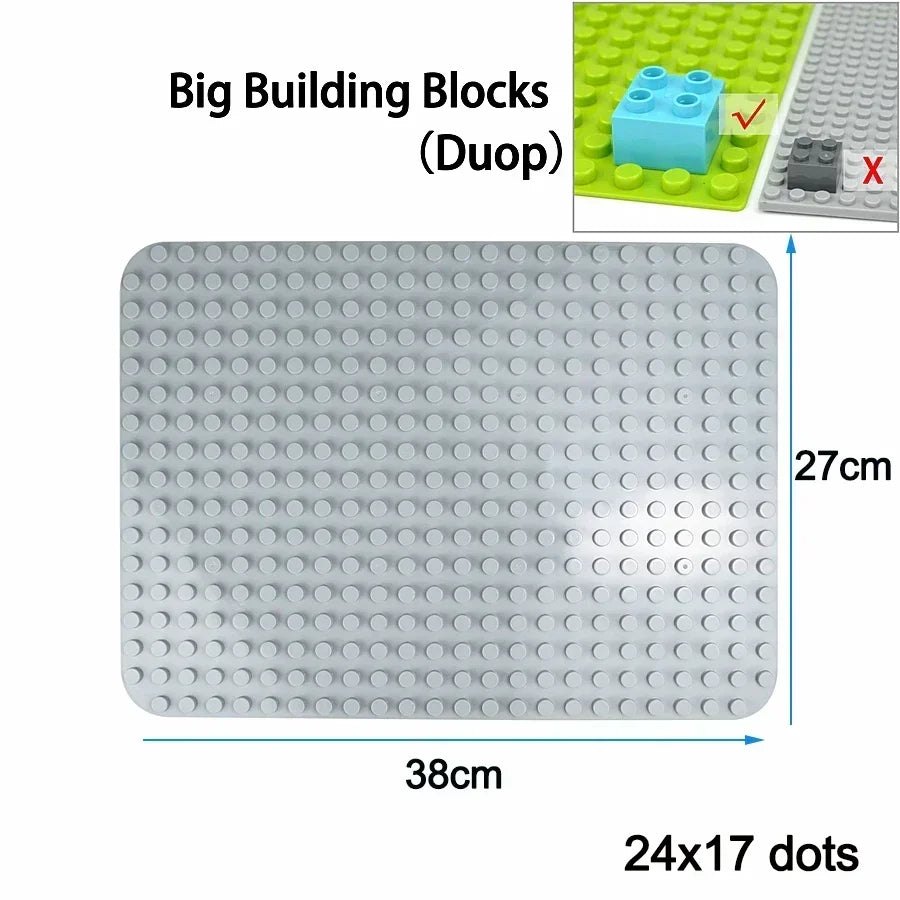 Placa base Duploes de gran tamaño, placas de montaje de ladrillos de 16x16 puntos, partículas grandes, figuras clásicas de animales, bloques de construcción, juguetes para niños